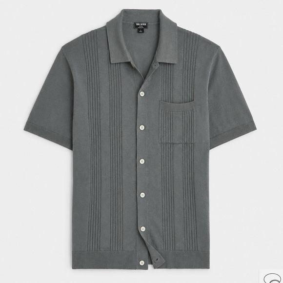 Todd Snyder Other - Todd Snyder Silk-Cotton Ribbed Full-Placket Sweater Polo Slate Gray Sz L